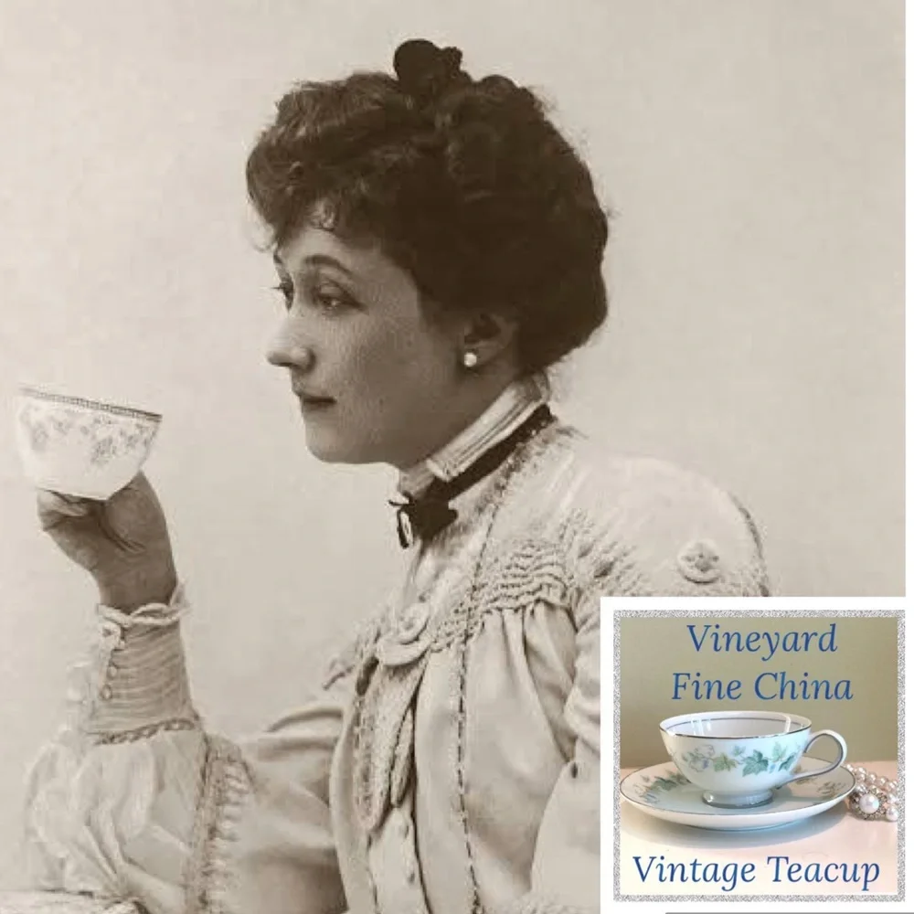 Vintage Teacup With Saucer Set Floral Vineyard Manor Fine China Japan Grape Leaf